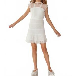 NEW MARLO girl's emily lace mini dress in white